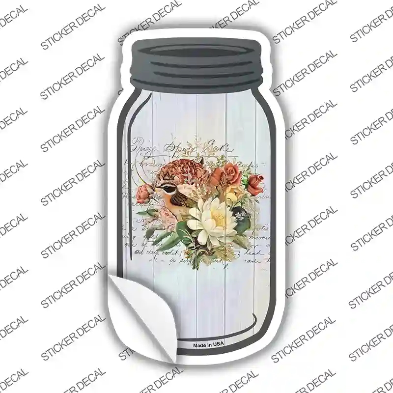 MJ-298s-L Yellow Bouquet with Notes Novelty Mason Jar Sticker Decal, Large