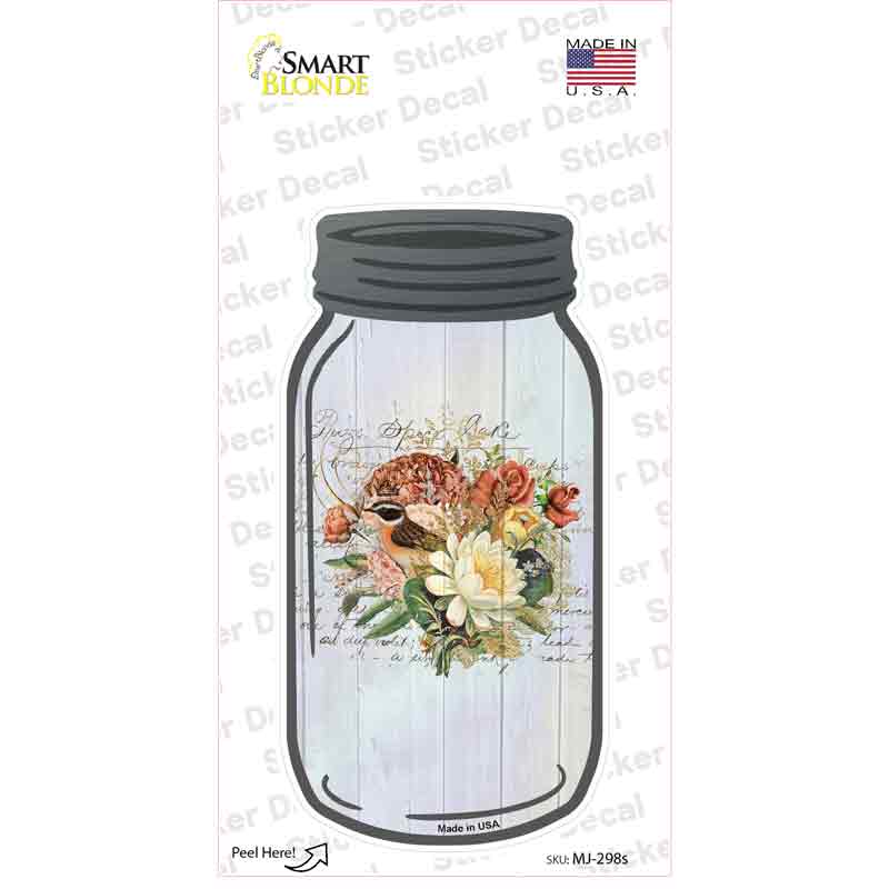 MJ-298s-M Yellow Bouquet with Notes Novelty Mason Jar Sticker Decal, Medium