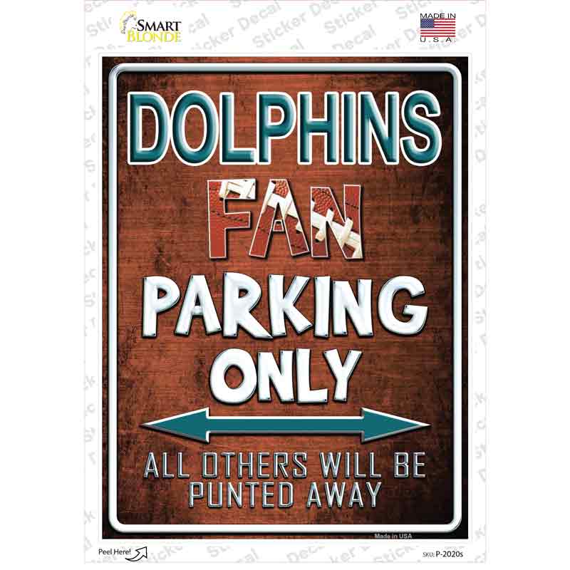 P-2020s-M Dolphins Novelty Rectangle Sticker Decal, Medium