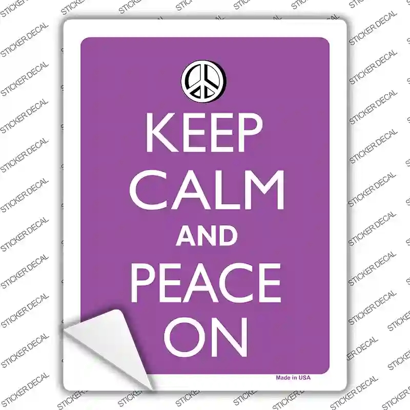 P-2127s-L Keep Calm & Peace on Novelty Rectangle Sticker Decal, Large