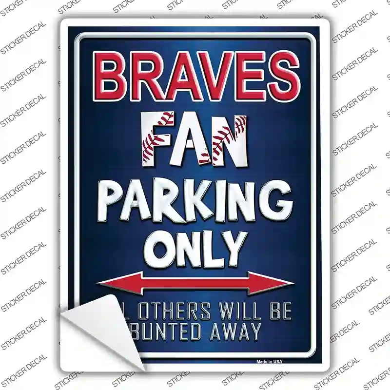 P-214s-L Braves Novelty Rectangle Sticker Decal, Large