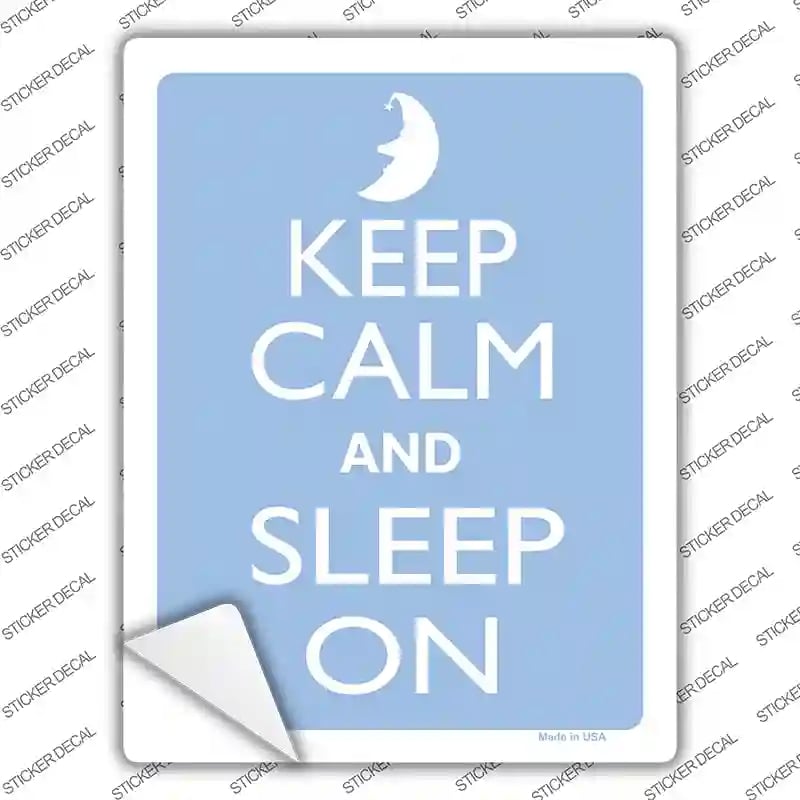 P-2157s-XL Keep Calm & Sleep on Blue Novelty Rectangle Sticker Decal, Extra Large