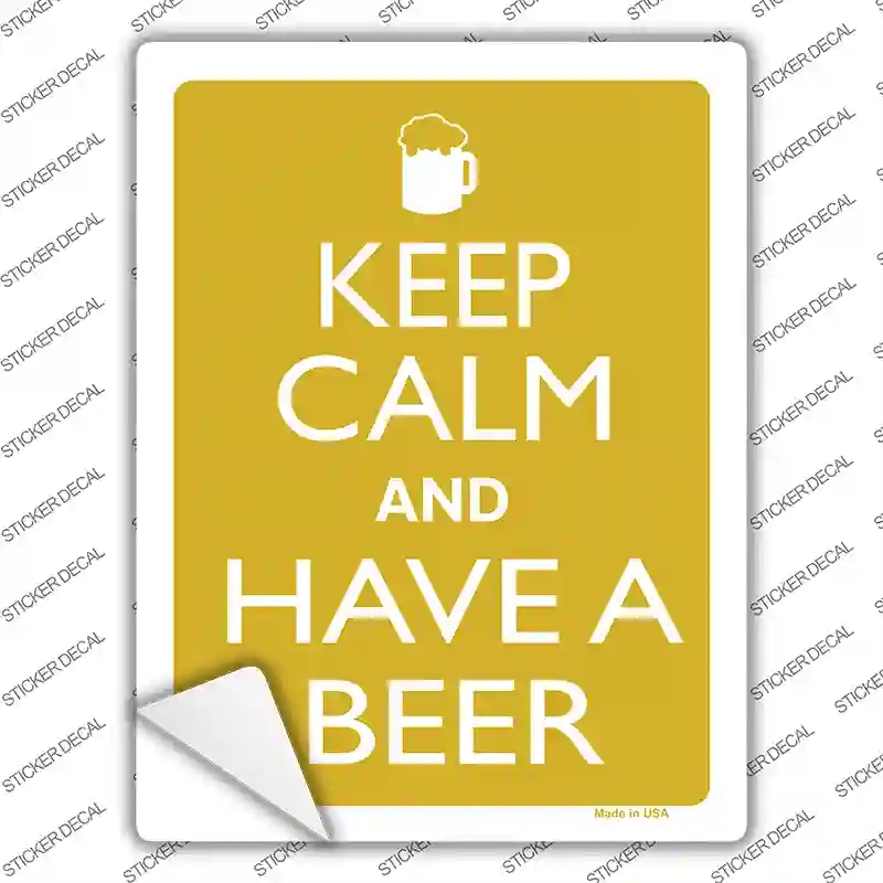P-2165s-XL Keep Calm & Have A Beer Novelty Rectangle Sticker Decal, Extra Large