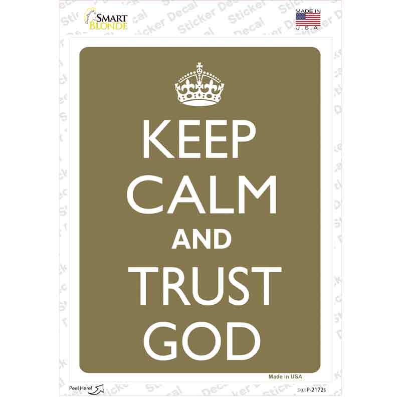 P-2172s-M Keep Calm & Trust God Novelty Rectangle Sticker Decal, Medium