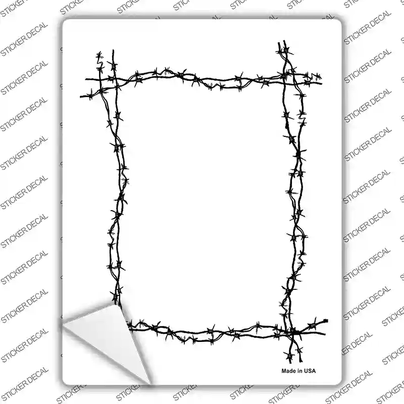 P-2191s-L Black Barbed Wire Border Novelty Rectangle Sticker Decal, Large