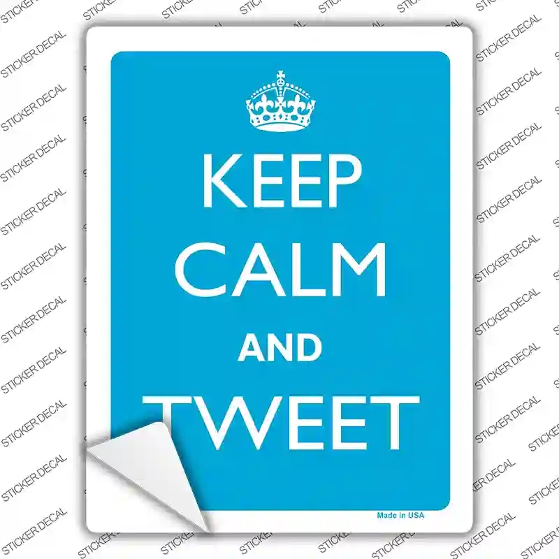 P-2196s-L Keep Calm & Tweet Novelty Rectangle Sticker Decal, Large