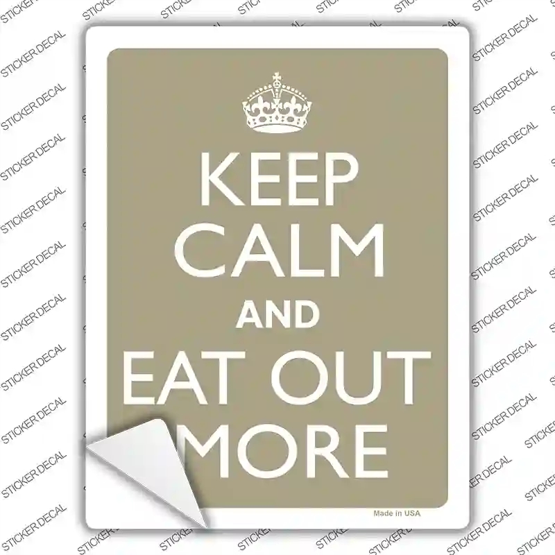 P-2250s-S Keep Calm Eat Out More Novelty Rectangle Sticker Decal, Small