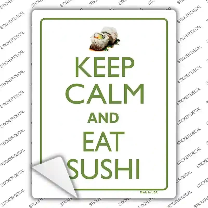 P-2279s-S Keep Calm Eat Sushi Novelty Rectangle Sticker Decal, Small