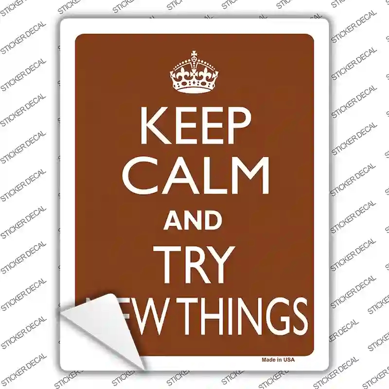 P-2281s-L Keep Calm Try   Things Novelty Rectangle Sticker Decal, Large