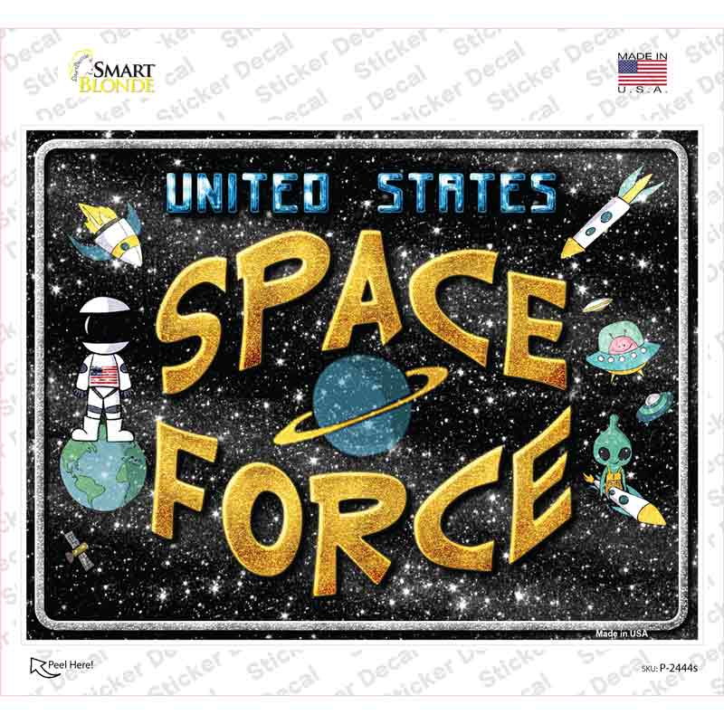 P-2444s-M US Space Force Novelty Rectangle Sticker Decal, Medium