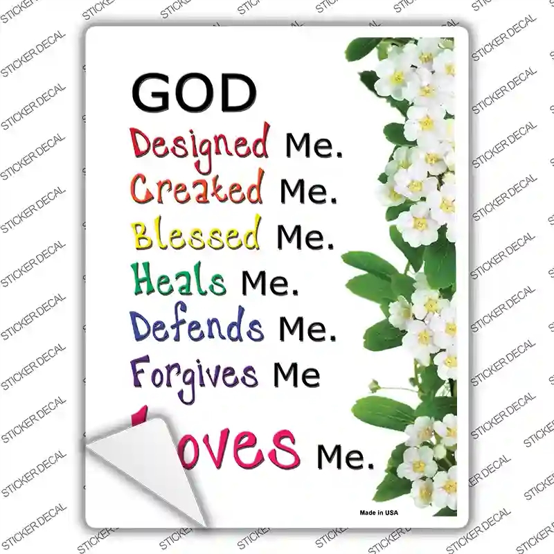 P-1073s-XL God Loves Me Novelty Rectangle Sticker Decal, Extra Large