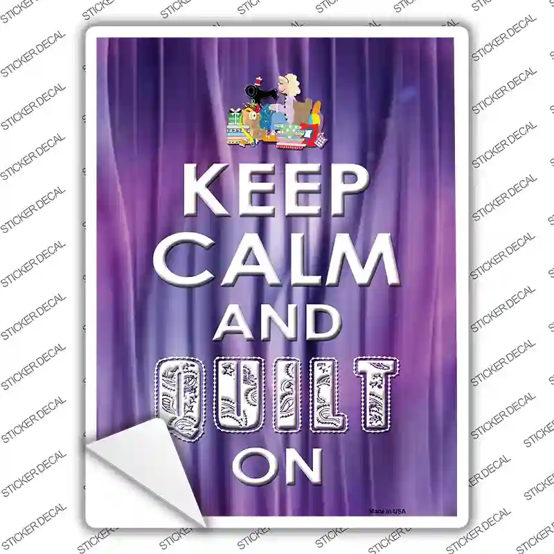 P-1100s-L Keep Calm Quilt on Novelty Rectangle Sticker Decal, Large