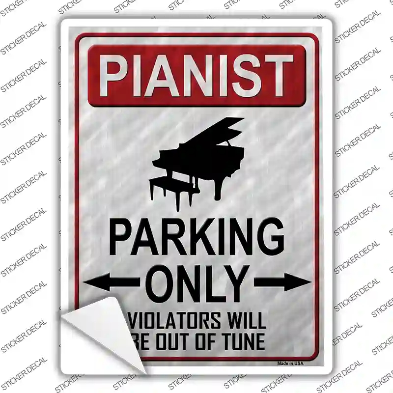 P-1210s-L Pianist Parking Novelty Rectangle Sticker Decal, Large