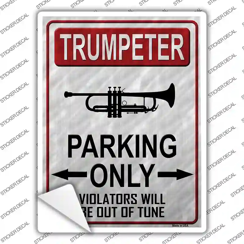 P-1217s-L Trumpeter Parking Novelty Rectangle Sticker Decal, Large