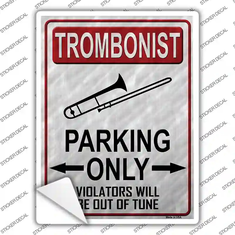 P-1222s-S Trombonist Parking Novelty Rectangle Sticker Decal, Small