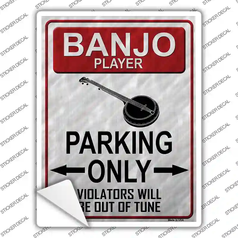 P-1224s-XL Banjo Player Parking Novelty Rectangle Sticker Decal, Extra Large