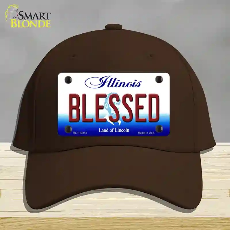 HAT24-MLP-10313 Blessed Illinois Novelty License Plate Hat, Cotton - Dark Brown