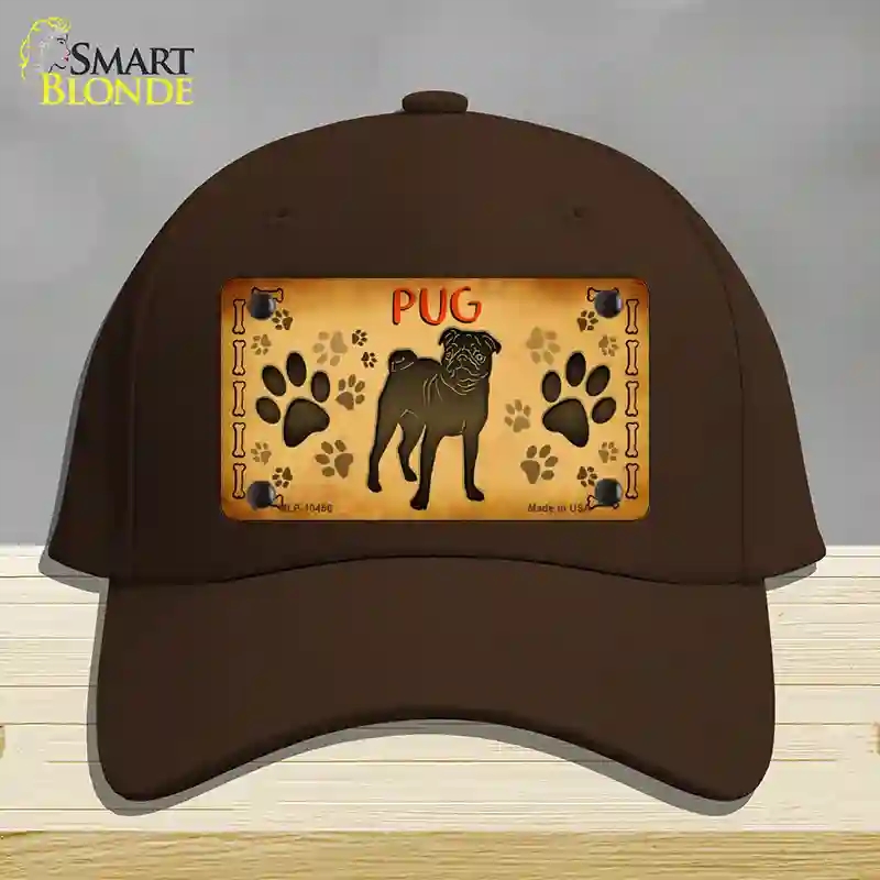 HAT24-MLP-10456 Pug Novelty License Plate Hat, Cotton - Dark Brown
