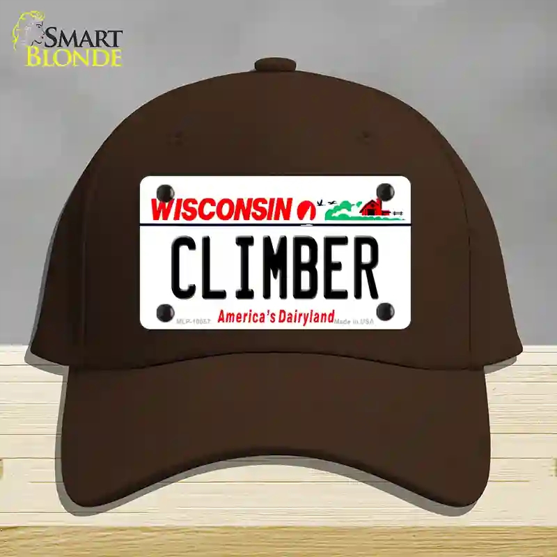 HAT24-MLP-10657 Climber Wisconsin Novelty License Plate Hat, Cotton - Dark Brown
