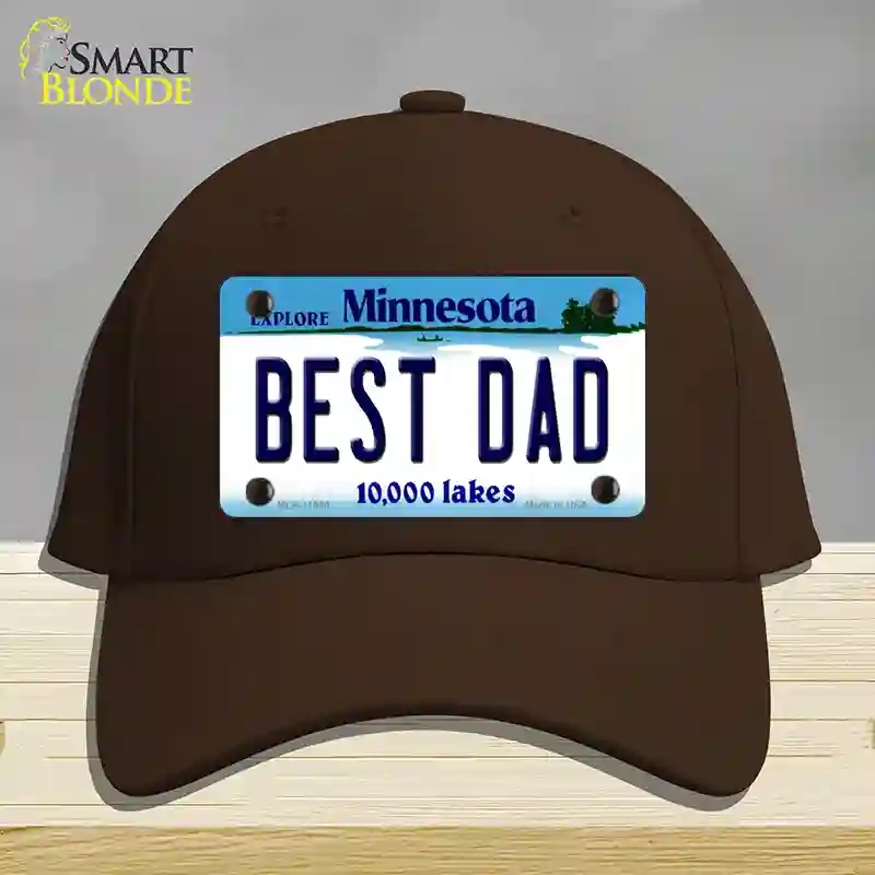 HAT24-MLP-11080 Best Dad Minnesota State Novelty License Plate Hat, Cotton - Dark Brown