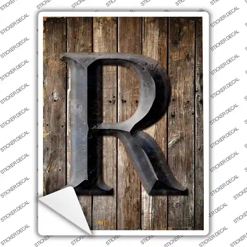 P-1282s-S Letter R Novelty Rectangle Sticker Decal, Small