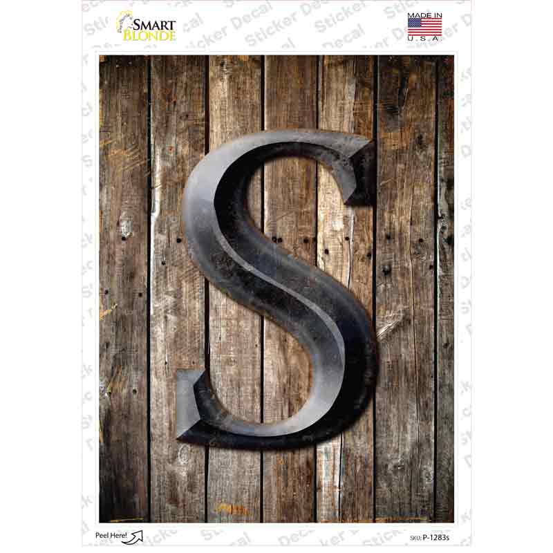 P-1283s-M Letter S Novelty Rectangle Sticker Decal, Medium
