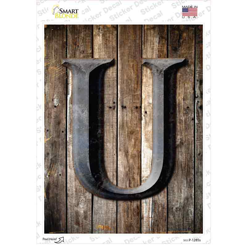 P-1285s-M Letter U Novelty Rectangle Sticker Decal, Medium