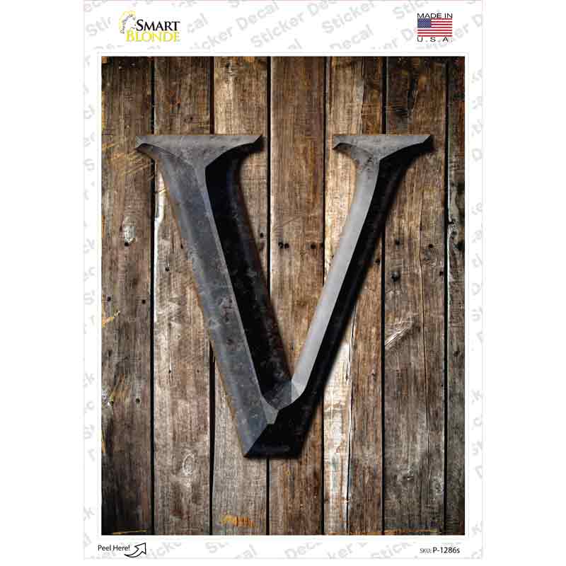 P-1286s-M Letter V Novelty Rectangle Sticker Decal, Medium