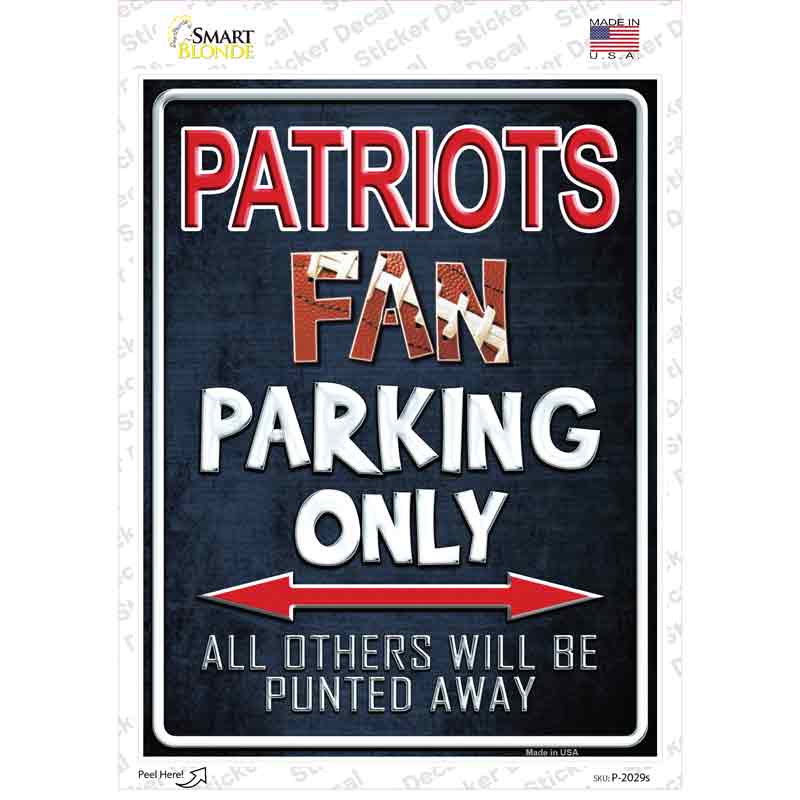 P-2029s-M Patriots Novelty Rectangle Sticker Decal, Medium