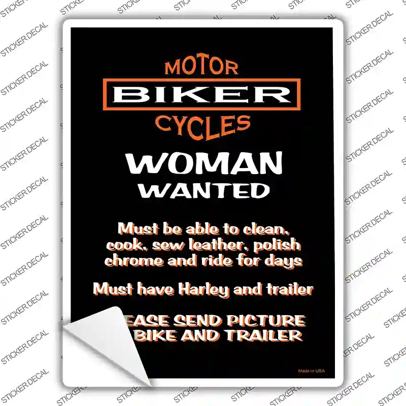 P-2041s-L Woman Wanted Novelty Rectangle Sticker Decal, Large