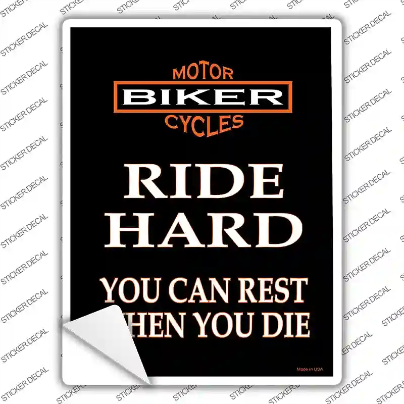 P-2044s-S Ride Hard Novelty Rectangle Sticker Decal, Small