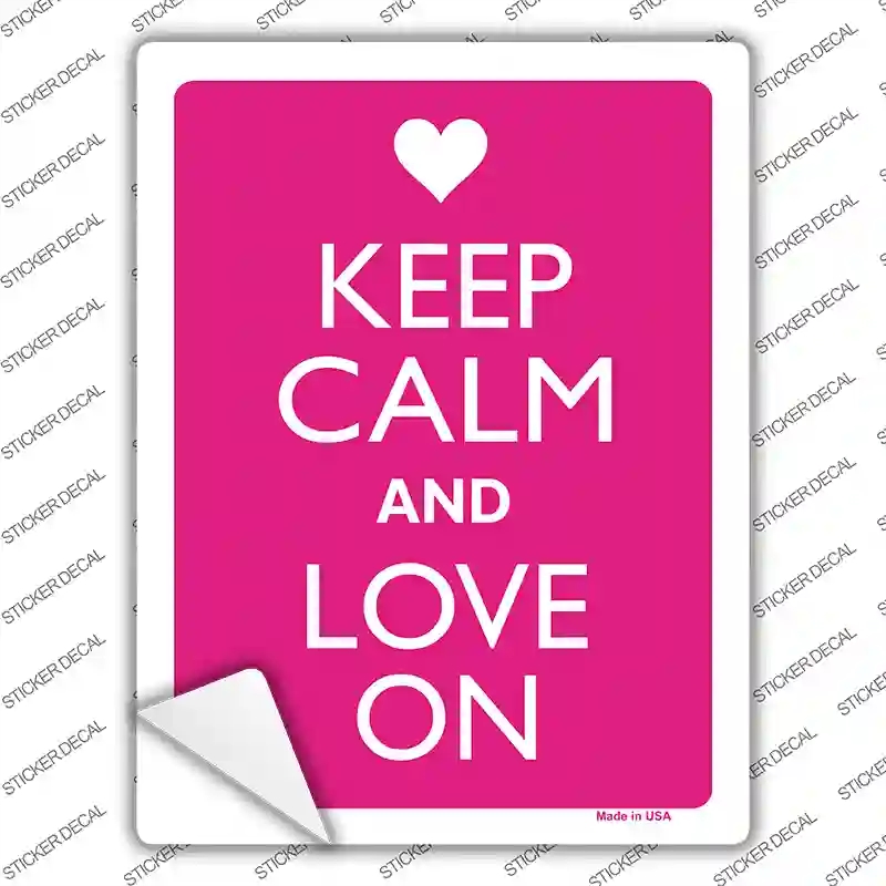 P-2104s-S Keep Calm & Love on Novelty Rectangle Sticker Decal, Small