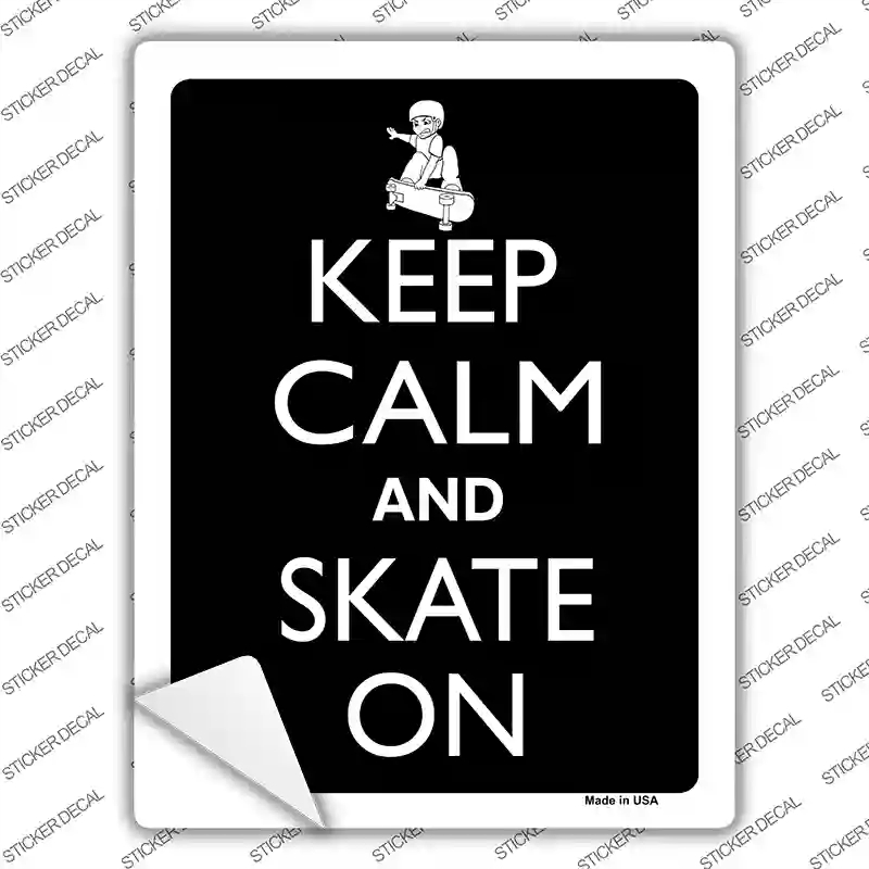 P-2114s-S Keep Calm & Skate on Novelty Rectangle Sticker Decal, Small