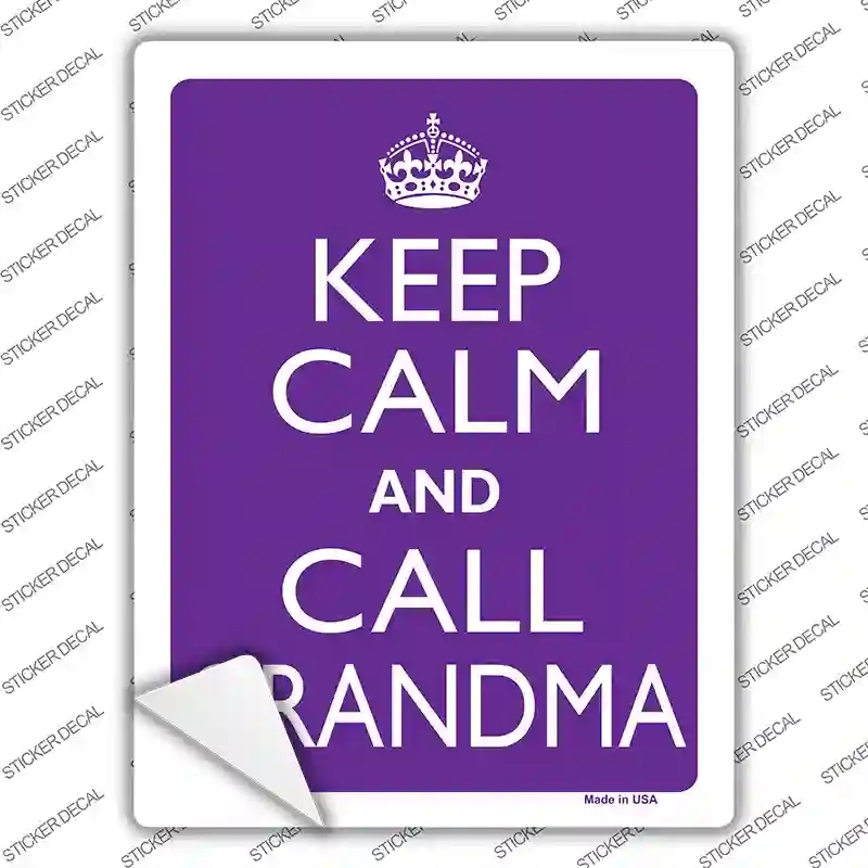 P-2136s-XL Keep Calm & Call Grandma Novelty Rectangle Sticker Decal, Extra Large