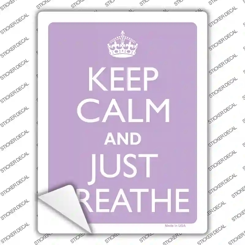 P-2144s-L Keep Calm & Just Breathe Novelty Rectangle Sticker Decal, Large