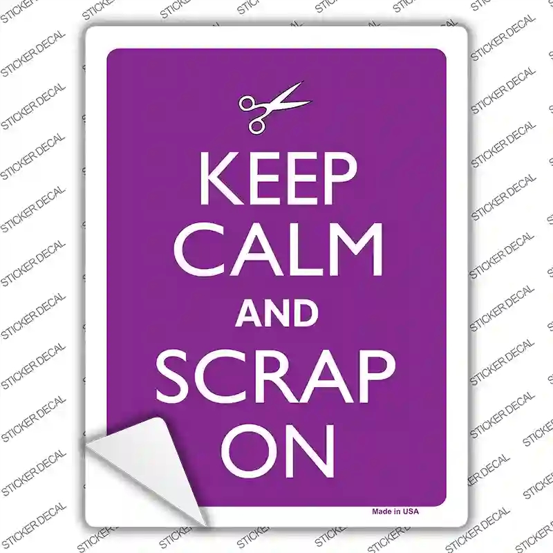 P-2156s-XL Keep Calm & Scrap on Novelty Rectangle Sticker Decal, Extra Large
