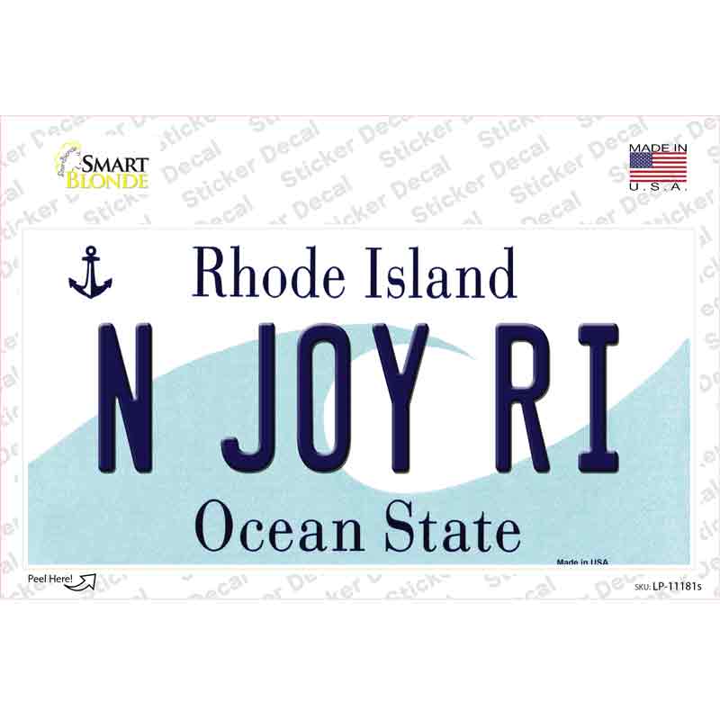 LP-11181s-M N Joy RI Rhode Island State Novelty Sticker Decal, Medium