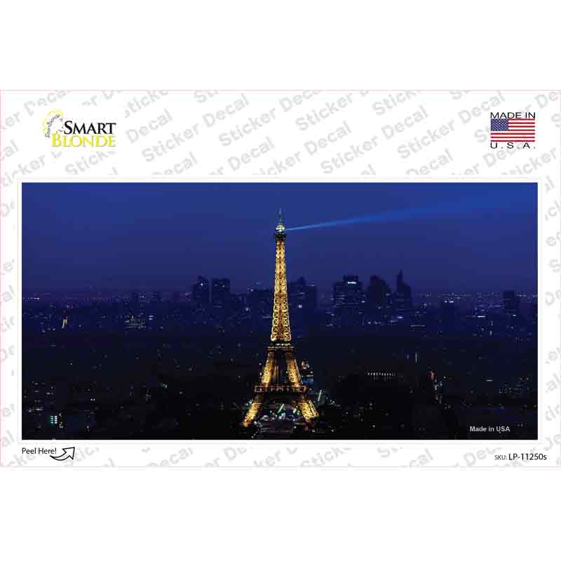 LP-11250s-M Eiffel Tower Night with City Skyline Novelty Sticker Decal, Medium