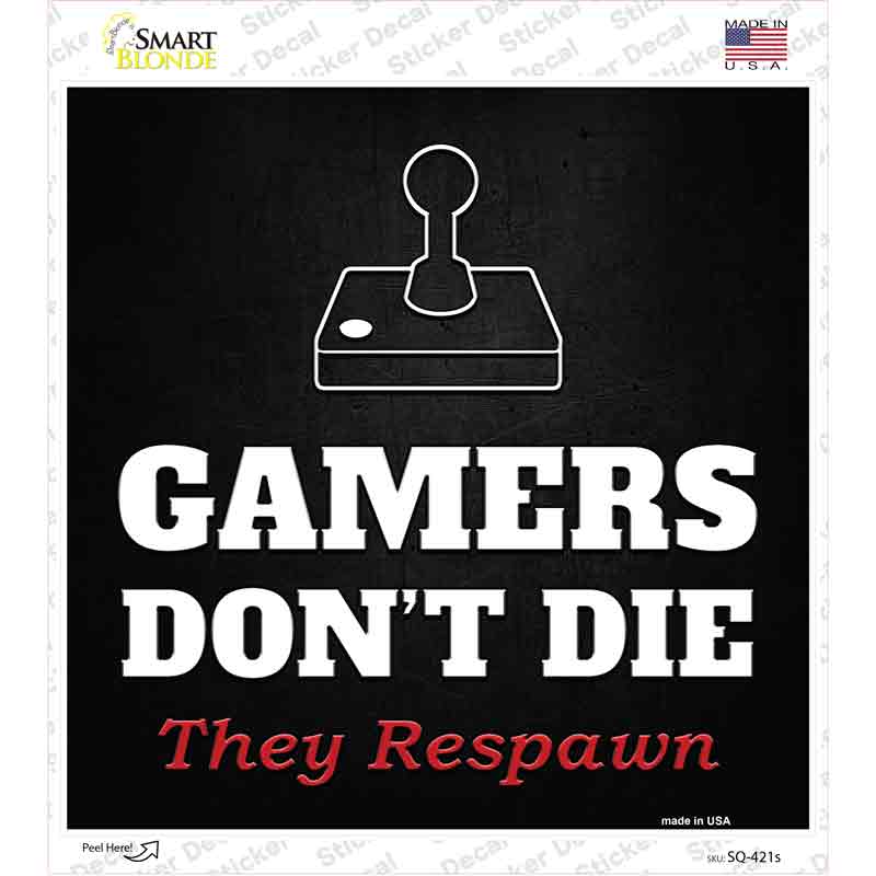 SQ-421s-M Atari Gamers Dont Die Novelty Square Sticker Decal, Medium