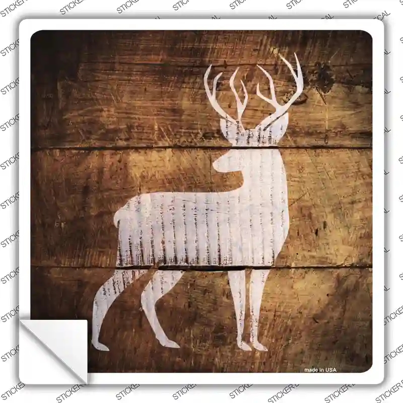 SQ-507s-L Deer Painted Stencil Novelty Square Sticker Decal, Large