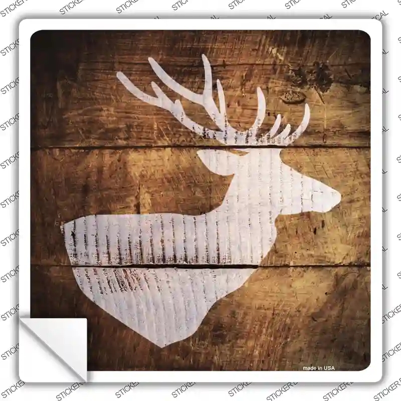 SQ-515s-XL Deer Head Painted Stencil Novelty Square Sticker Decal, Extra Large
