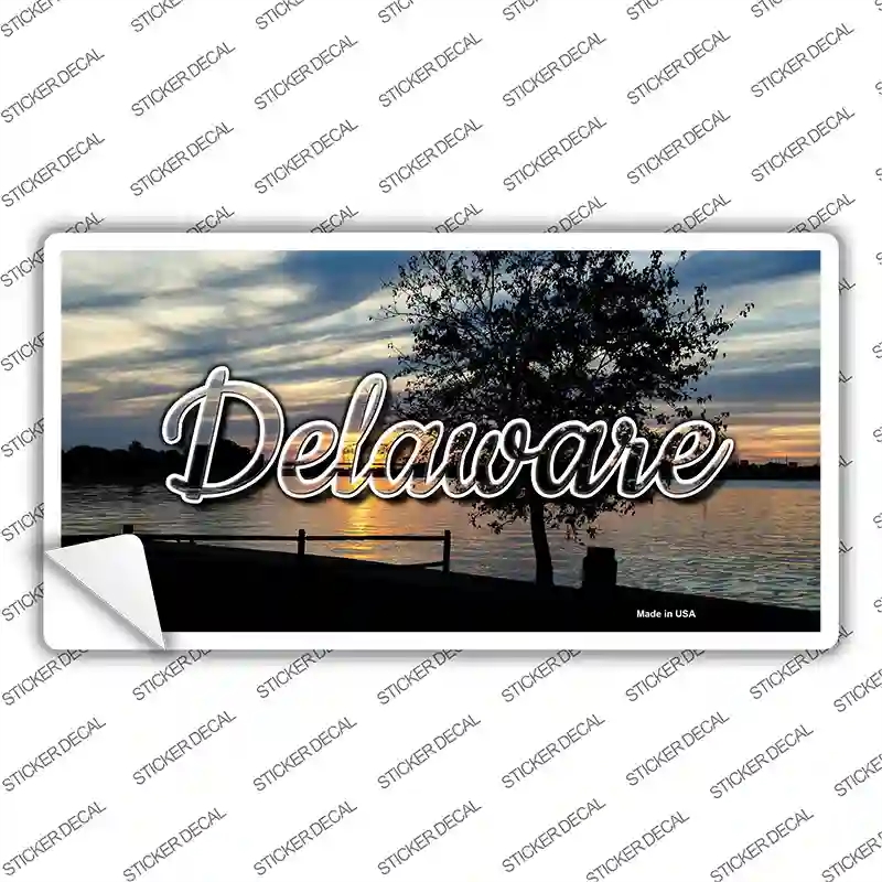 LP-11591s-S Delaware River Sunset State Novelty Sticker Decal, Small