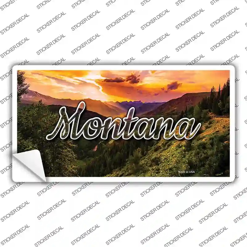 LP-11612s-S Montana Forest Sunset State Novelty Sticker Decal, Small