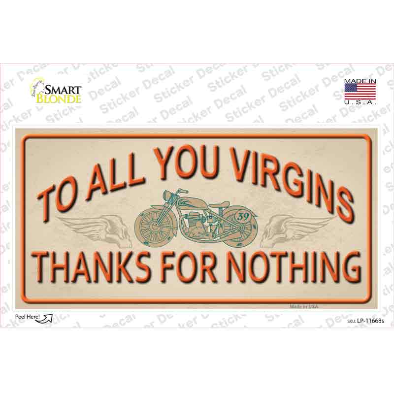 LP-11668s-M To All You Virgins Novelty Sticker Decal, Medium