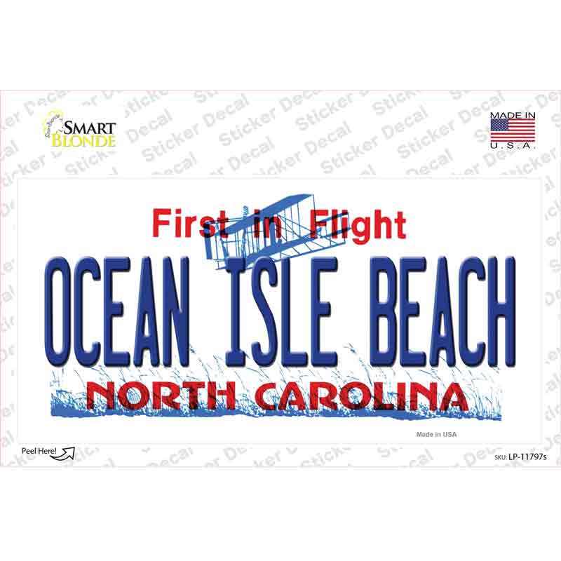 LP-11797s-M Ocean Isle Beach North Carolina Novelty Sticker Decal, Medium