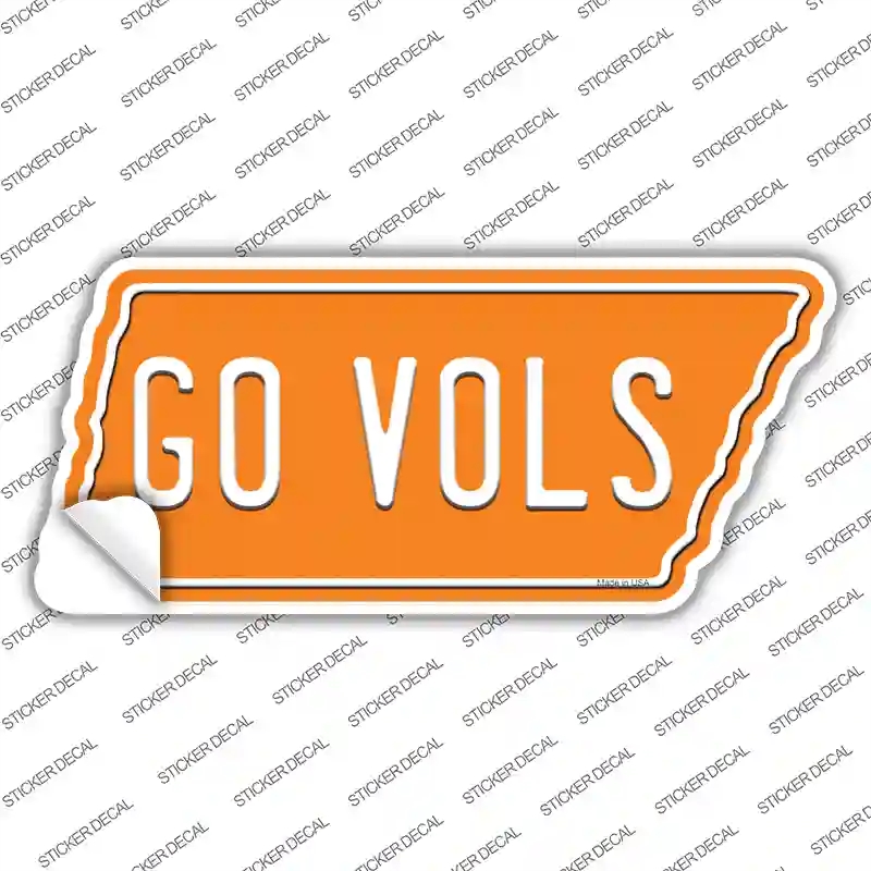 TN-022s-L Go Vols Novelty Tennessee Shape Sticker Decal, Large