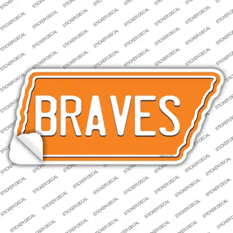 TN-051s-XL Braves Novelty Tennessee Shape Sticker Decal, Extra Large