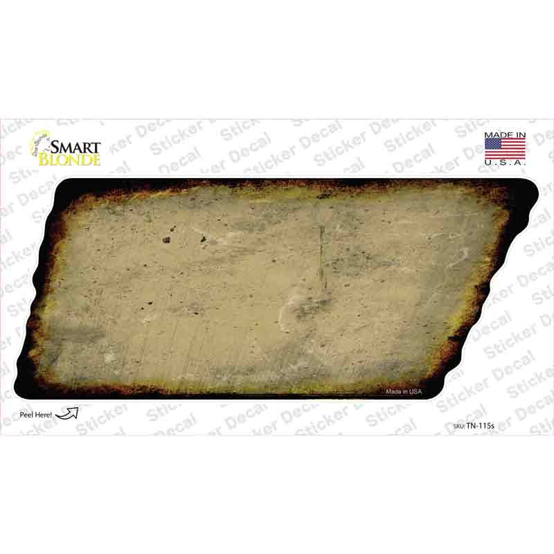 TN-115s-M Gold Solid Novelty Rusty Tennessee Shape Sticker Decal, Medium