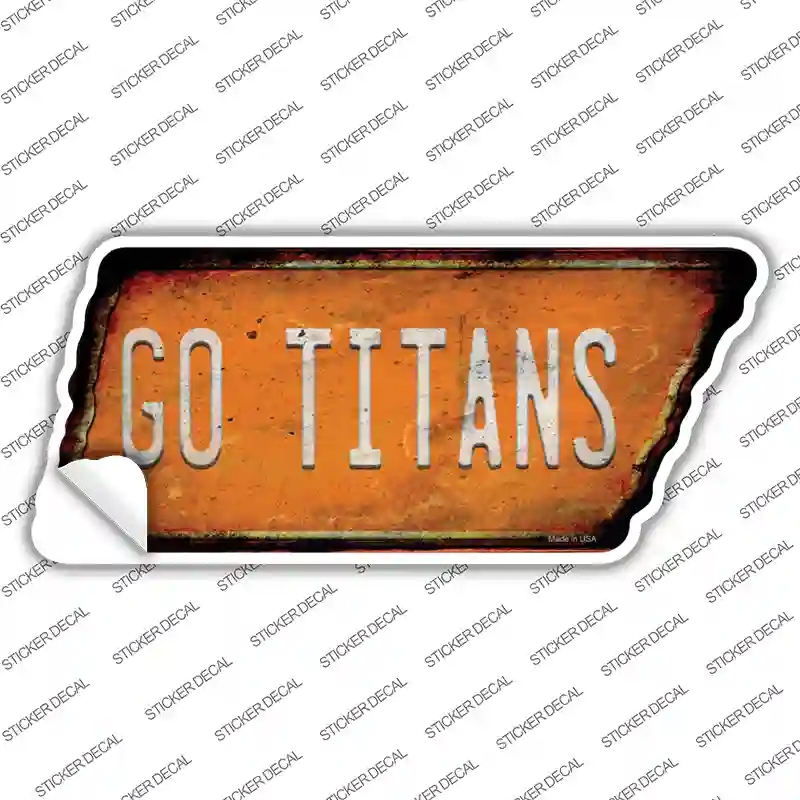 TN-126s-XL Go Titans Novelty Rusty Tennessee Shape Sticker Decal, Extra Large