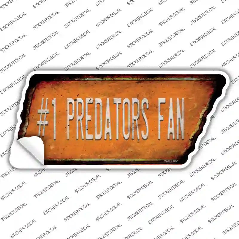 TN-132s-L Number 1 Predators Fan Novelty Rusty Tennessee Shape Sticker Decal, Large